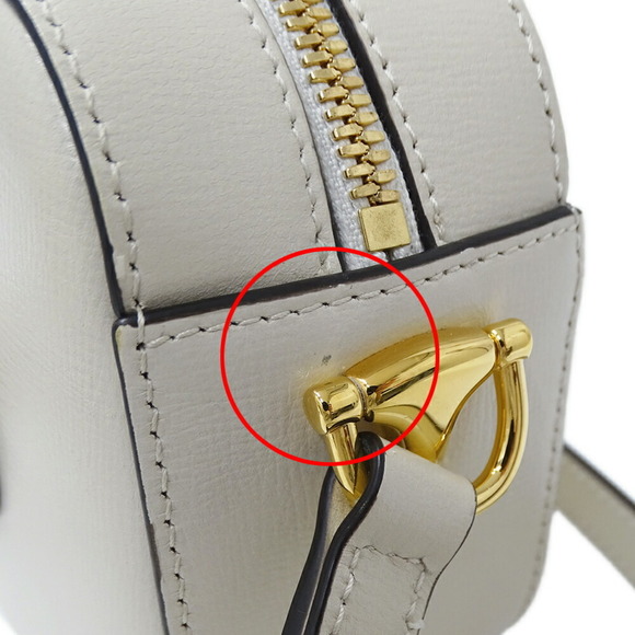 GUCCI White Leather Horsebit Shoulder Bag - Picture 10 of 13